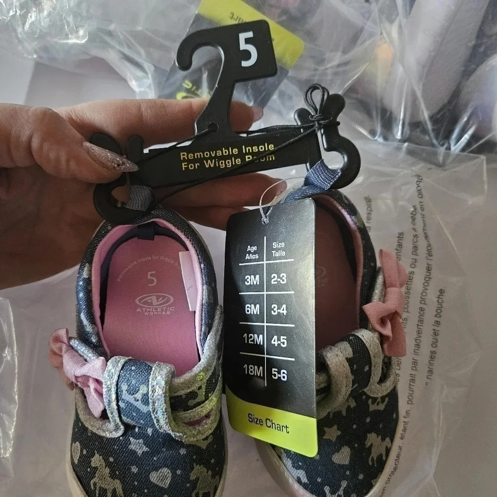 INFANT Blue and Silver Unicorn Baby Sneakers. Girls Baby Shoes. - Picture 10 of 10